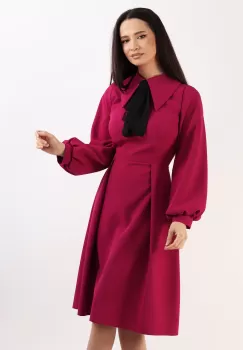 Rochie evazata cu guler ciclame 36 imagine