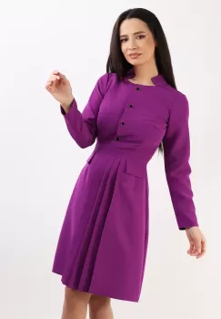 Rochie evazata cu nasturi la bust violet 36 imagine