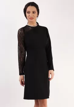 Rochie evazata cu volan la bust Negru 36 imagine