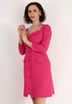 Rochie evazata din barbi fucsia 36 imagine