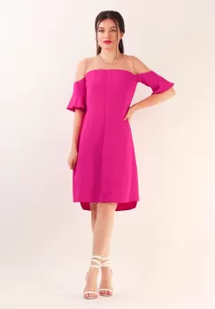 Rochie evazata fucsia 36 imagine