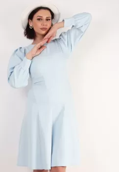 Rochie in pliuri din stofa bleo 36 imagine