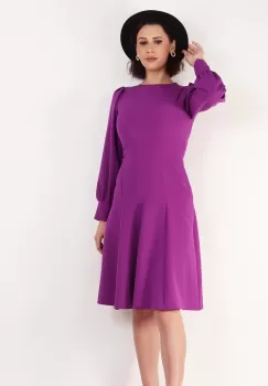 Rochie in pliuri din stofa orhidee 36 imagine