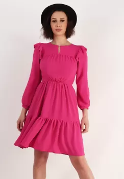 Rochie lejera din crep elastic fucsia 36 imagine