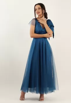 Rochie lumga din tull albastru 36 imagine