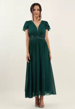 Rochie lunga din voal Verde 36 imagine