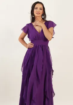 Rochie lunga in clini mov 36 imagine