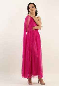 Rochie pe un umar fucsia 34 imagine