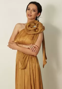 Rochie pe un umar Gold 36 imagine