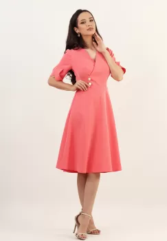 Rochie semi clos piersica 36 imagine