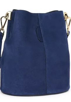 Geanta dama din piele intoarsa Milena bleumarin imagine