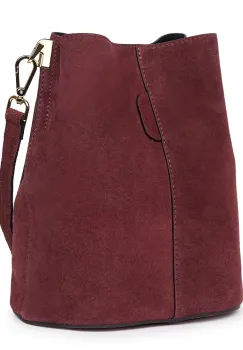 Geanta dama din piele intoarsa Milena grena imagine