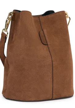 Geanta dama din piele intoarsa Milena maro imagine