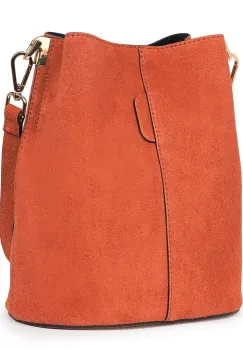 Geanta dama din piele intoarsa Milena portocalie imagine