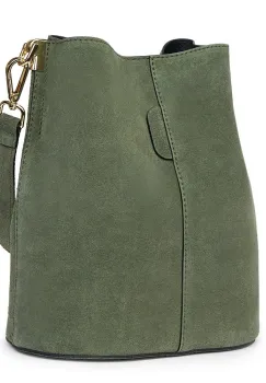 Geanta dama din piele intoarsa Milena verde imagine