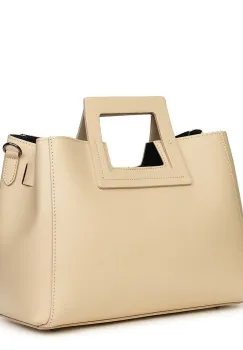 Geanta dama din piele naturala Armina crem imagine