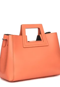 Geanta dama din piele naturala Armina roz somon imagine