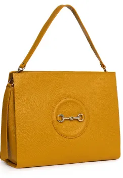 Geanta dama din piele naturala Delia galbena imagine