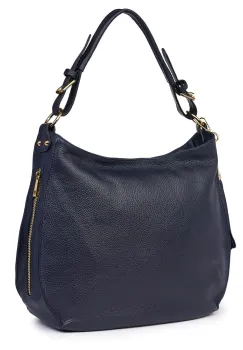 Geanta dama din piele naturala Edina bleumarin imagine