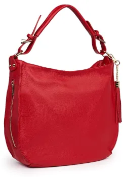 Geanta dama din piele naturala Edina rosie imagine