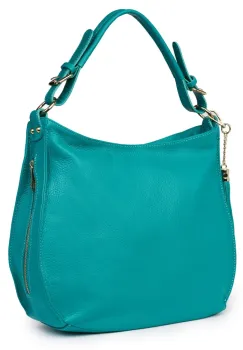 Geanta dama din piele naturala Edina turcoaz imagine