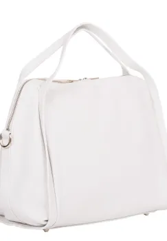 Geanta dama din piele naturala Evelyn alba imagine