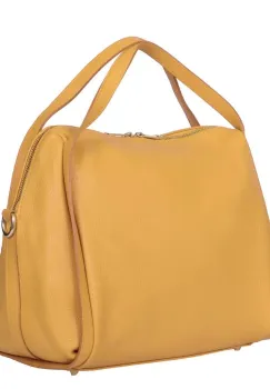 Geanta dama din piele naturala Evelyn galbena imagine