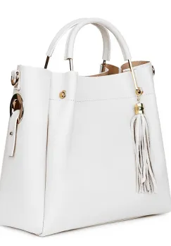 Geanta dama din piele naturala Fabiana alba imagine