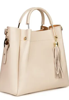 Geanta dama din piele naturala Fabiana crem imagine