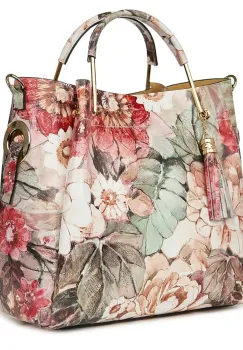 Geanta dama din piele naturala Fabiana cu model floral FF1 imagine