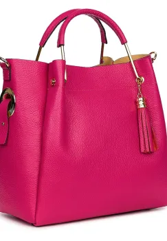 Geanta dama din piele naturala Fabiana fucsia imagine