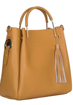 Geanta dama din piele naturala Fabiana galben mustar imagine