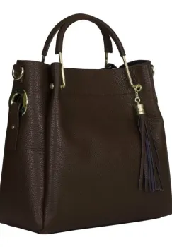 Geanta dama din piele naturala Fabiana maro inchis imagine