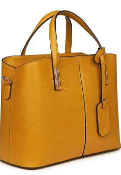 Geanta dama din piele naturala Gianna galben mustar imagine