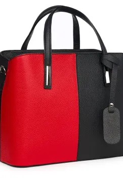 Geanta dama din piele naturala Gianna negru/rosu imagine