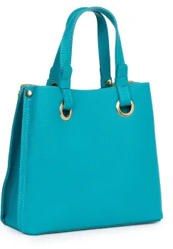 Geanta dama din piele naturala Ilona turcoaz imagine