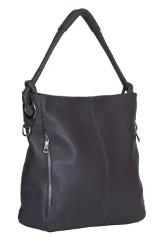 Geanta dama din piele naturala Mia gri inchis imagine