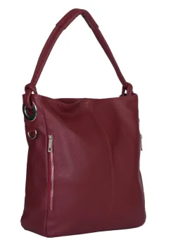 Geanta dama din piele naturala Mia rosu inchis imagine