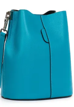 Geanta dama din piele naturala Mimosa turcoaz imagine