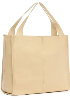 Geanta dama din piele naturala Naomi crem imagine