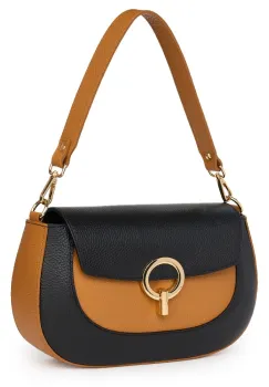 Geanta dama din piele naturala Rosalia negru/coniac imagine