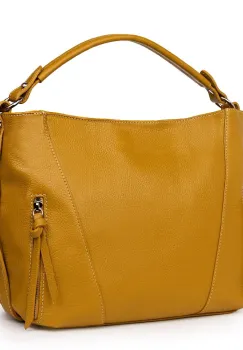 Geanta dama din piele naturala Samira galben mustar imagine