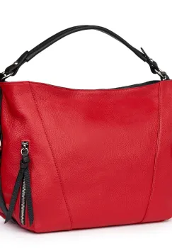 Geanta dama din piele naturala Samira rosu/negru imagine