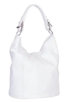 Geanta dama din piele naturala Silvia alba imagine
