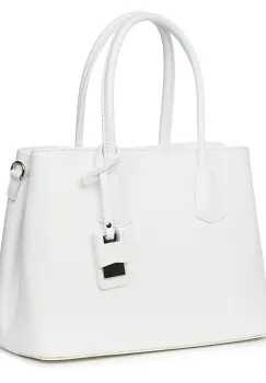Geanta dama din piele naturala Valentina alba imagine