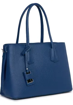 Geanta dama din piele naturala Valentina albastra imagine