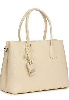 Geanta dama din piele naturala Valentina crem imagine