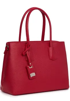 Geanta dama din piele naturala Valentina rosu inchis imagine