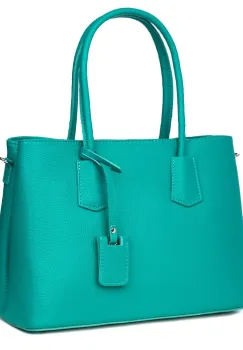 Geanta dama din piele naturala Valentina turcoaz imagine