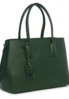 Geanta dama din piele naturala Valentina verde inchis imagine